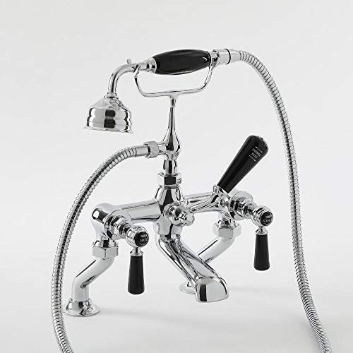 Milano Elizabeth Traditional Bath Shower Mixer Tap Lever Handles - Chrome Black