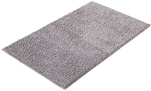 PANA® Badematte mit Streifenmuster (60 x 100 cm) • Duschvorleger und Badteppich aus 100% Baumwolle • Badezimmerteppich Waschbar, schnell trocknend und rutschfest • Farbe: Grau