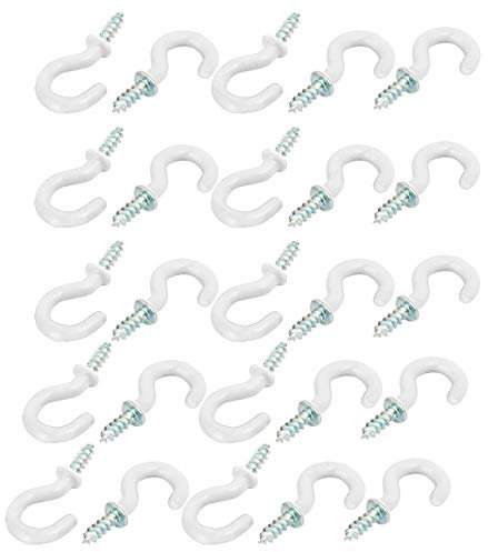 ALONGB 25 Stück offene Deckenhaken zum Schrauben Kunststoff weiß 5/8