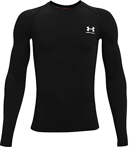 Under Armour Boys Hg Ls T-Shirt, Black, 10 - 12 Years EU, M