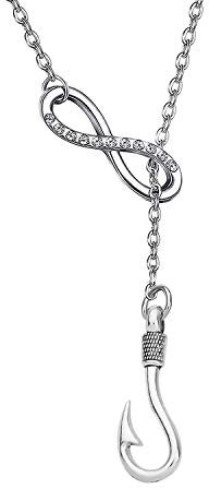 CHOORO Fish Hook Necklace Fishing Hook Pendant Jewelry Fishing Girlfriend Gift for Girlfriend Jewelry Gifts Womens Necklace Fish Hook for Her