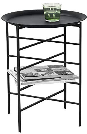 [en.casa] Beistelltisch 40 x 40 x 52 cm Couchtisch abnehmbare Tischplatte Sofatisch Ablage Metall Schwarz