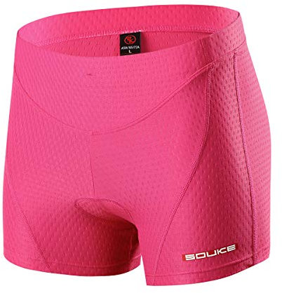 Souke Sports sous-Vêtements pour Femme Courts de Cyclisme 3D Rembourré Respirant Cuissard de Vélo Séchage Rapide,XXL,Rose-Rose