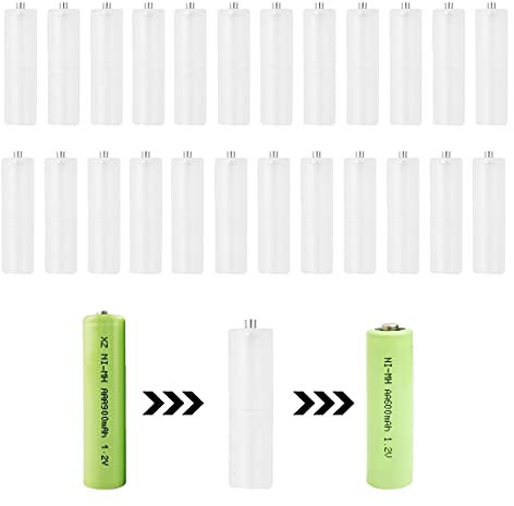 Batterie Konverter Adapter,Qiundar 25 Pcs Battery Converter AAA to AA Plastik Batterie Adapter Akku Konverter für Hause Reisen Freien(50 * 14mm)