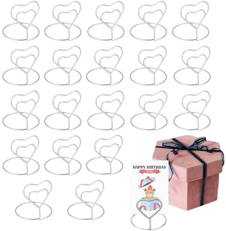20 Stück Kartenhalter Hochzeit Platzkartenhalter, Memohalter Kartenhalter Clip, Memo Halter Notiz Clip, Bilderrahmen Clip Memo, Fotohalter Für Hochzeits Geburtstags Party Dekor