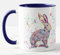 Vixar Hare Wildlifer Watercolour Art Coloured Mug Cup Gift Birthday Work Office Christmas Tea Coffee H2 (Navy)