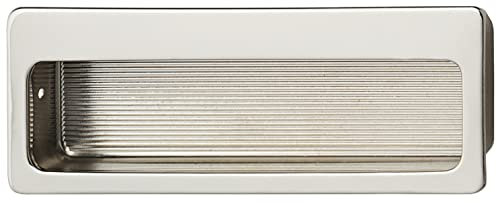 Gedotec Muschelgriff aus Metall | 1 Stück - Griffmuschel Schiebetür zum kleben | messing vernickelt | elegantes retro Design | 75 x 32 mm | Falttüren Schiebetür - Griffe Möbel - Muldengriff Türgriffe