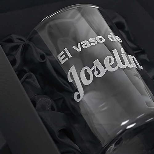 Vasos de sidra o cubata de cristal grabados a láser para eventos, copas, cócteles, whisky (1 Vaso + Estuche)