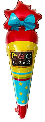 Oblique Unique® Zuckertüte Folien Ballon Luftballon Hänge Deko für Einschulung Schuleinführung Schulanfang Schulstart Schule für Jungen und Mädchen