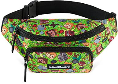 Minecraft Bauchtasche Kinder, Gürteltasche mit Verstellbarem Gurt - Geschenke für Jungs (Mehrfarbig)