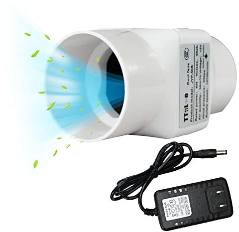 2 Inch 12V Inline Duct Fan for Grow Tent, 50mm 6W Air Vent Fan Booster, Small Mixing Flow Pipe Exhaust Fans, 36 m³/h Mini Blower for Pet House, Attic, Wardrobe, Shoe Cabinet (Normal Power)