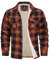 MAGCOMSEN Herren Thermohemd Warme Kariertes Hemd Gefüttert Plaid Jacke Baumwolle Holzfällerhemd Herren Flanell Winterjacke Lässig Outdoor Übergangsjacke mit Multi Taschen Orange L