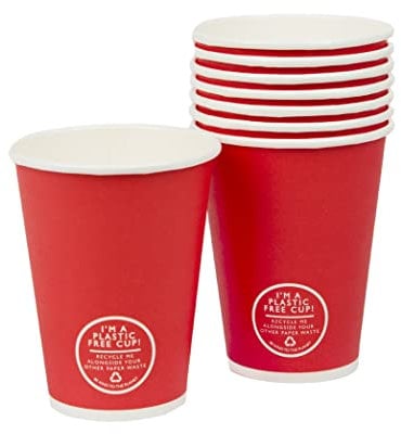 Talking Tables Vasos rojos grandes para fiestas – Paquete de 8 vasos de papel desechables reciclables, ideales para cerveza pong, bebidas, cumpleaños, barbacoa, celebración americana