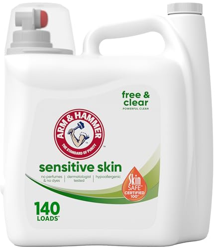 ARM & HAMMER Sensitive Skin Free & Clear, 140 Loads Liquid Laundry Detergent, 140 Fl oz