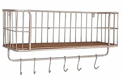 Wandregal „Brooklyn Bridge“ – Metallregal im Loft Stil | Antik-Look | Ablage mit 6 beweglichen Haken | Industrial Hängeregal für Küche & Flur lof093 Palazzo Exklusiv