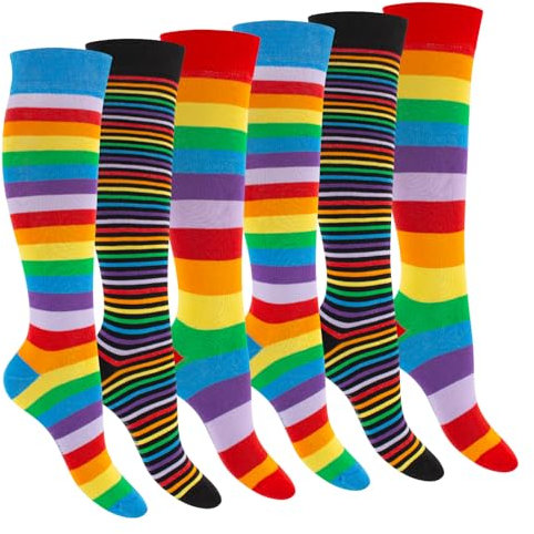 Footstar Damen Kniestrümpfe geringelt (6 Paar) - Fun 35-38