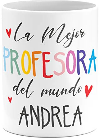 PROMO SHOP Tazas personalizadas para profesores · Original taza con diseño único y personalizada con nombre · Ideales para regalar a tu profesor favorito· 350ml (La mejor profesora del mundo)