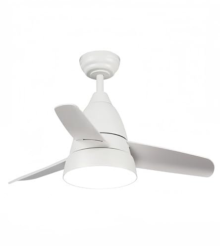 LEDUNI Ventilador de Techo Led 24W con luz, mando a distancia, motor DC 30W, 6 velocidades 3 Aspas, función verano-invierno (Blanco)