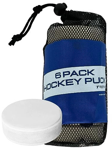 TronX Offizieller weißer Torwart und Spieler-Trainings-Eishockey-Pucks – 170 g weißer Puck – Größe und Gewicht mit Netz-Tragetasche, ideal für Verbesserung der Konzentration und Training (weiß,