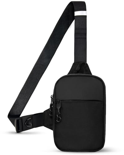 Mini-Schultertasche für Damen und Herren, kleiner Crossbody-Rucksack, Bauchtasche, persönliche Tasche, lässige Handy-Brusttasche, Schwarz – Größe S (L x B x H) 17 x 3 x 22 cm, Small (L*W*H =