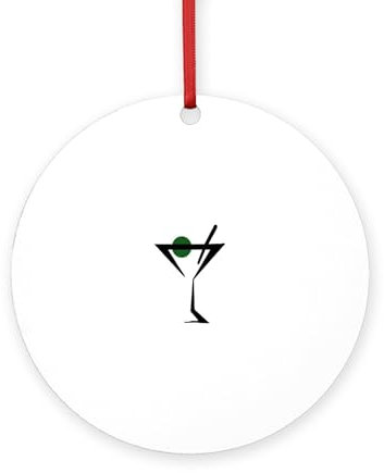 CafePress Abstract Martini Glass 4 Round MDF Wood Ornament