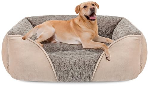 INVENHO Hundebett für große, mittelgroße und kleine Hunde, rechteckig, waschbar, orthopädisches Hundebett, weich, beruhigend, schlafend, langlebig, Haustier-Kuscheltier mit rutschfester Unterseite,