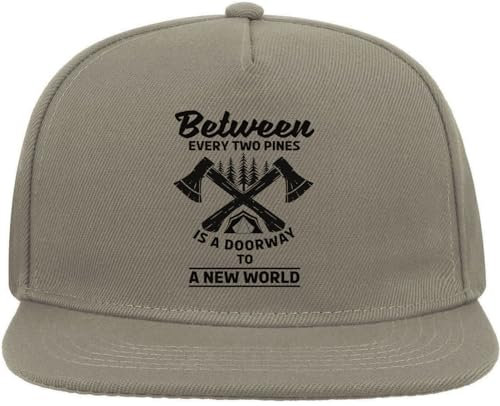 Atspauda Between Every Two Pines is A Doorway to A New World Axe Graphic Snapback Flat Visor Cotton Blend Cap Gray, grau, Einheitsgröße