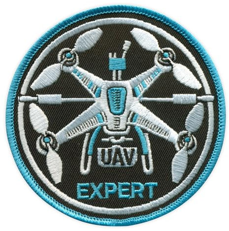 UAV Expert – Air Drone – Blau/Weiß – Aufnäher – bestickter Aufnäher / Abzeichen / Emblem