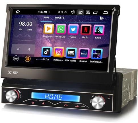 GONFEN 7 Zoll 8-Kern Android 13 Universal Autoradio 1 DIN mit Motorisierter Bildschirm Bluetooth 5.0 Kabelloses Carplay Android Auto GPS Navi WiFi FM RDS Touchscreen DSP HiFi OBD2 DAB+ 32G ROM