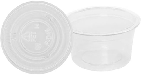 Bella Vita Salsera de plástico Pet + tapas de PET transparente, 50 unidades, 22 ml