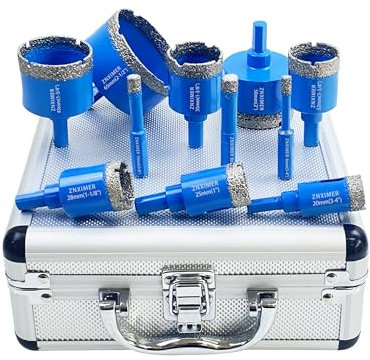 Tile Hole Cutter Set, ZNXIMER Diamond Drill Bits, 11pcs Tile Drill Bits 6mm-65mm for Glass, Porcelain, Ceramic, Granite, Marble, Stone and More Drilling