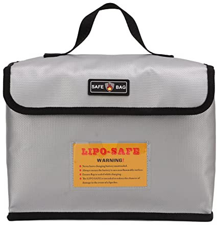 Lybunair Fireproof Lithium Battery Safety Pouch Bag, Explosion Proof Storage Bag with Secure Zipper Closure for Lithium Battery