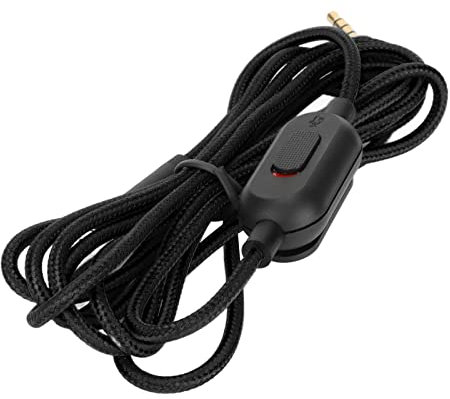 Acouto Gaming-Headset-Kabel, 200 cm, für G Pro, G Pro X, G433, G233, mit Lautstärkeregler und Stummschaltung, Gewebte Sound Kabel für Gamer (Schwarz)