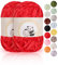Aeelike Chenille Wolle, 2 x 100 g, Superweichem Häkelgarn für Handweben, Rot