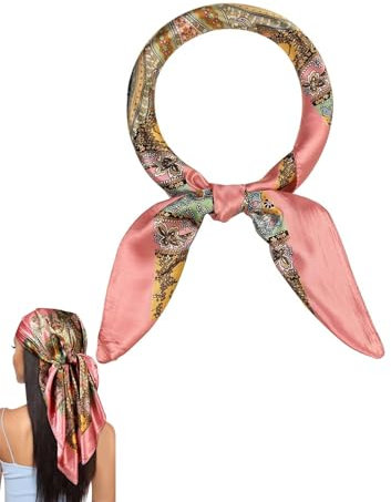 AORHOFJ 1 Stück Kopftuch Seidentuch Halstuch für Damen - 90x90cm Große Quadratische Elegante Schals Tuch für Frauen Satin Bandana Mädchen Headscarf Haarschmuck,kopftuch damen sommer,bandana