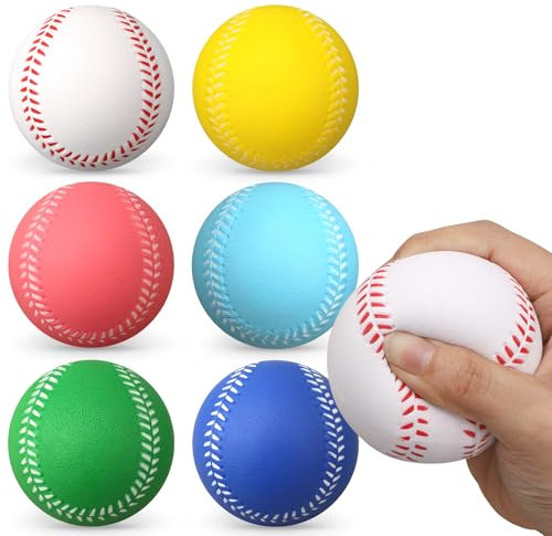 Dilabnda 6 Softbälle Baseball Set für Kinder 3-5 Erwachsene, Baseballschläger für Baseball Partyzubehör Mottoparty, Stressball Paket für Handtherapie Übungen, Indoor/Outdoor Sport Spielzeug Geschenke