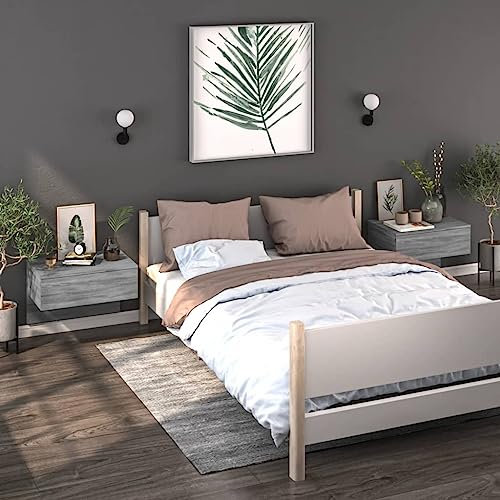 FUDUGEHMIOFWFJJ nachttisch,nachttische,nachttisch boxspringbett,Wand-Nachttische 2 STK. Grau Sonoma HolzwerkstoffGeeignet für Schlafzimmer Wohnzimmer Lagerung