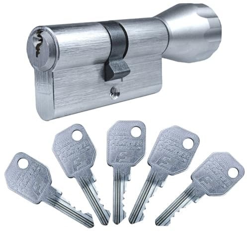 EVVA FPS Knaufzylinder 36/41K | hochwertiger Schließzylinder Profil-Zylinder mit Rund-Knauf | Bohrschutz | Marken-Qualität | Patentschutz bis 2041 | inkl. 5 Schlüssel und Sicherungskarte