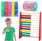 DEAMOX NatureichRechenrahmen aus Holz Buche für Grundschüler / 100 Holzrechenbrett/Bunte Kugeln mit Aufgaben/Spiel und Spaß für Rechenprofis