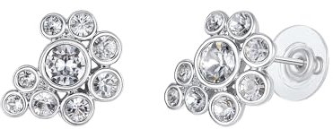Lulu Jane Damen Ohrringe aus Metall-Legierung verziert mit Kristallen Ohrstecker silber