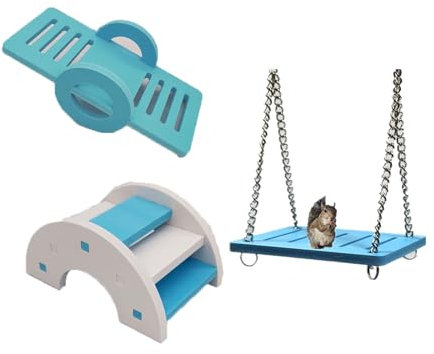 Juguetes Hamster,3 Piezas Accesorios de Hámster Puente de Arcoíris Balancín y Columpio Juguete de Entrenamiento de Jaula de Hámster Accesorios para Hámsters,Ratas,Jerbos,Animales