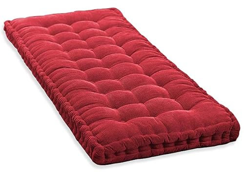 Dickes Bankkissen für 2-/3-Sitzer, Baumwolle, Sofa, Bodensitz, Matratze, Rot, 180 x 40 cm, für Zuhause, Garten, Terrasse, Schaukel, bequem und langlebig, für drinnen und draußen