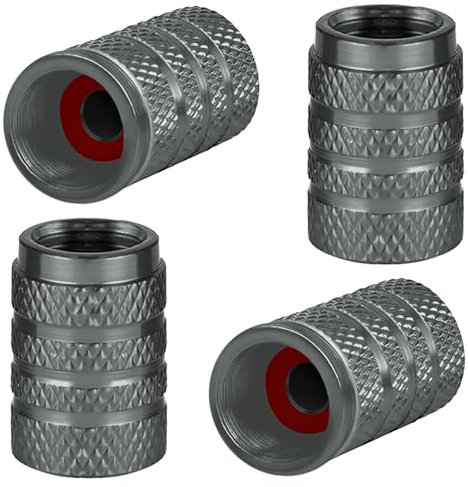 4 Stück Aluminium-Reifenventilkappen Auto-Staubkappen für Autoreifen Universal-Reifenventilkappen Autokappen mit Dichtung (Grau)