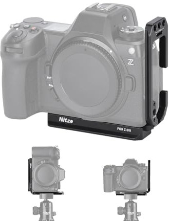 Nitze L Halterung für Nikon Z6 III, Vertikal-Horizontal Umschaltbare L Halterung, Integrierte QR-Platten für Arca, Kompatibel mit DJI RS 2/RSC 2/RS 3 Pro/RS 4 Pro Stabilisator- T-N04A