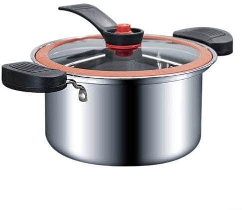 CWOQOCW Slow Cooker, 3,5 l Edelstahl, elektrischer Schongarer, antihaftbeschichteter Edelstahl-Eintopf mit Glasabdeckung für die Küche zu Hause (silberfarben)