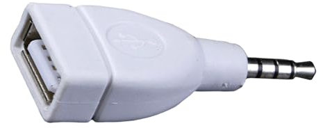 Adaptador convertidor de sonido USB 2.0 hembra a 3.5 mm macho auxiliar enchufe blanco