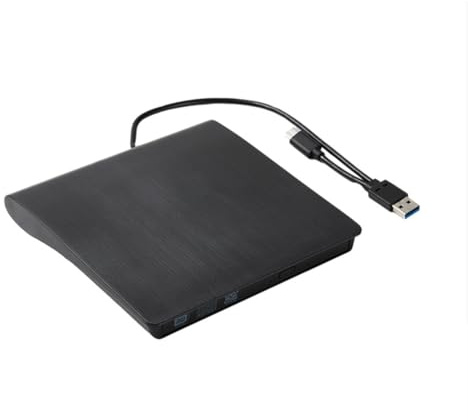 Koolenry CD-RW DVD-ROM Optical Drive USB 3.0 Type-C 2-In-1 Slim External DVD Burner Portable Player Reader Writer