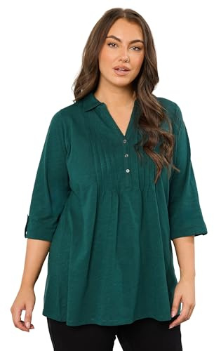 EVANS Curve Green Pintuck Henley Top - Women's - Plus Size Curve