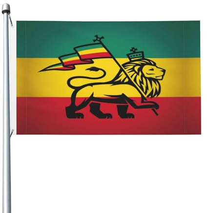 Drapeau jamaïcain Rasta Reggae Judah Lion Drapeau 3x5 pieds Résistant à la décoloration Extérieur Intérieur Maison Jardin Cour Panneau décoratif