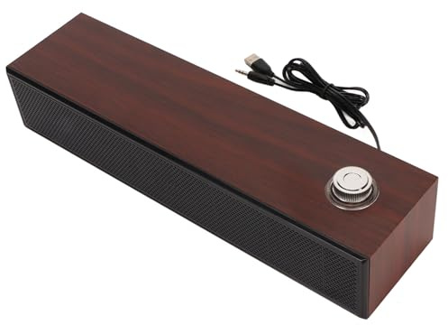 POENVFPO Computer-Lautsprecher, Elegante HiFi-Stereo-Soundbar Im Vintage-Stil für Desktop-Laptops, USB-Netzteil [kabelgebunden und kabellos] [breite Kompatibilität] [ideal für Desktop]